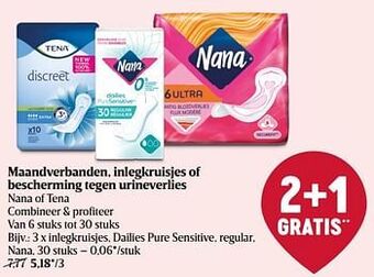 Delhaize Inlegkruisjes dailies pure sensitive regular nana aanbieding