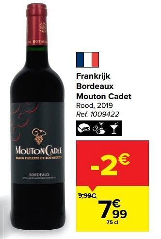 Carrefour Frankrijk bordeaux mouton cadet rood, 2019 aanbieding