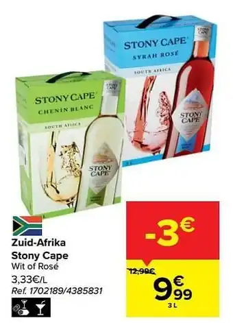 Carrefour Zuid-afrika stony cape wit of rosé aanbieding