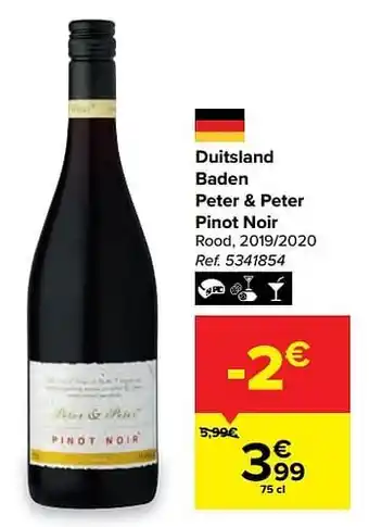 Carrefour Duitsland baden peter + peter pinot noir rood aanbieding