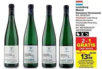 Carrefour Luxemburg moezel domaines vinsmoselle pinot gris, wit 2020 aanbieding