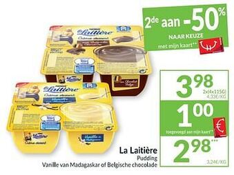 Intermarché La laitière pudding vanille van madagaskar of belgische chocolade aanbieding