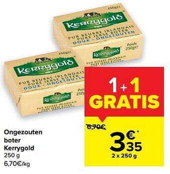 Carrefour Ongezouten boter kerrygold aanbieding
