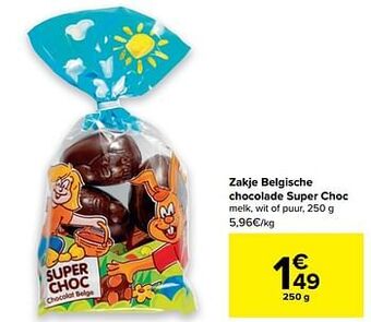 Carrefour Zakje belgische chocolade super choc aanbieding