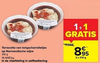 Carrefour Terracotta van tongscharrolletjes op normandische wijze aanbieding