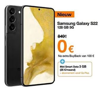 Orange Samsung galaxy s22 128 gb 5g aanbieding
