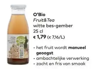 O`bio fruit+tea witte bes-gember 25 cl