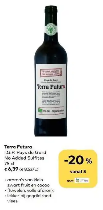 Terra futura i.g.p. pays du gard no added sulfites 75 cl
