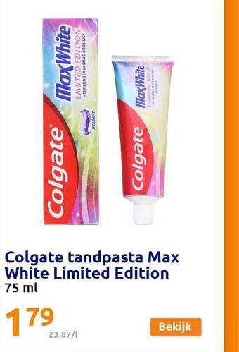 Action Colgate Tandpasta Max White Limited Edition aanbieding