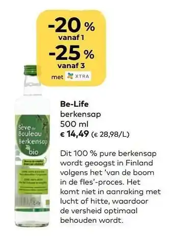Bio Planet Be-life berkensap 500 ml aanbieding