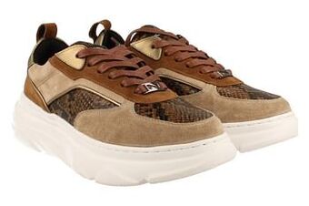 Nathan Sport Sneaker Laag Dames Volledig Leder Chuncky - Cognac