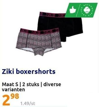 Action Ziki boxershorts aanbieding