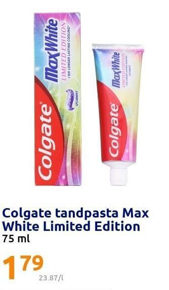 Action Colgate tandpasta max white limited edition aanbieding