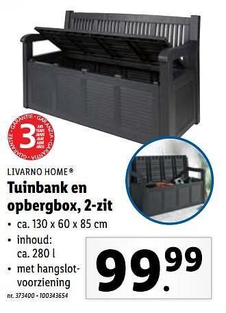 Lidl Tuinbank en opbergbox, 2-zit aanbieding