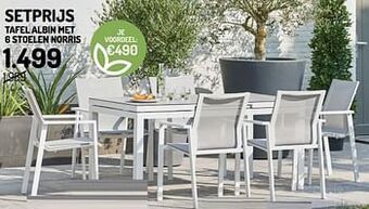 Oh Green Tafel albin met 6 stoelen norris aanbieding