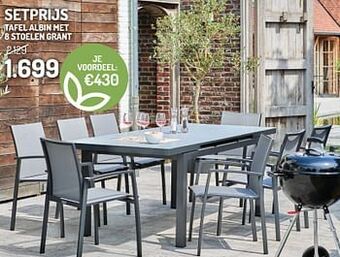 Oh Green Tafel albin met 8 stoelen grant aanbieding