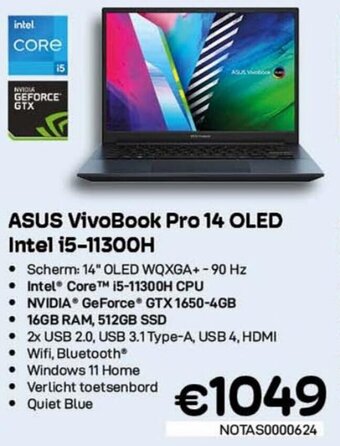 CompuDeals Asus VivoBook Pro 14 OLED Intel i5-11300H aanbieding