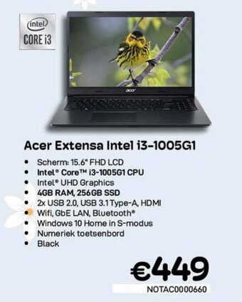 CompuDeals Acer Extensa Intel i3-1005G1 aanbieding