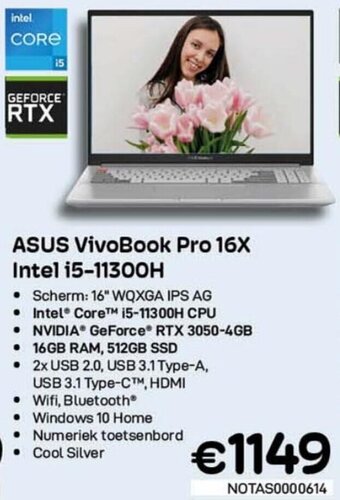 CompuDeals Asus VivoBook Pro 16X Intel i5-11300H aanbieding