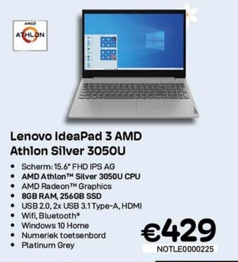 CompuDeals Lenovo IdeaPad 3 AMD Athlon Silver 3050U aanbieding
