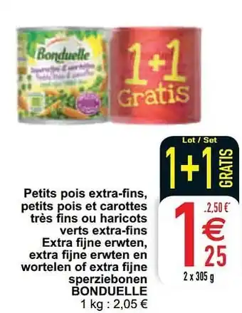 Cora Petits pois extra-fins bonduelle aanbieding