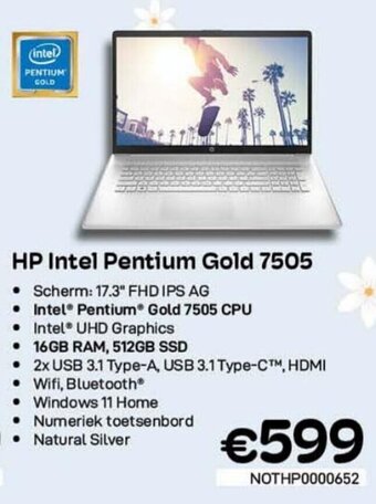 CompuDeals HP Intel Pentium Gold 7505 aanbieding