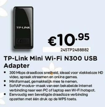 CompuDeals TP-Link Mini Wi-Fi N300 USB Adapter aanbieding