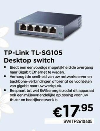 CompuDeals TP-Link TL-SG105 Desktop switch aanbieding