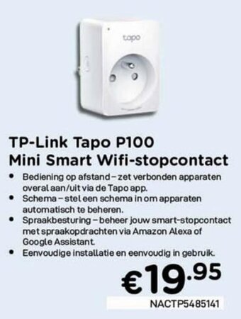 CompuDeals TP-Link Tapo P100 Mini Smart Wifi-stopcontact aanbieding