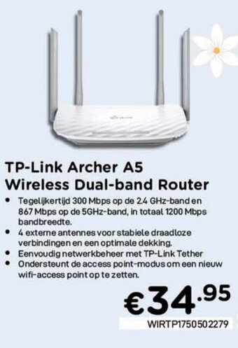 CompuDeals TP-Link Archer A5 Wireless Dual-band Router aanbieding