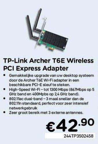 CompuDeals TP-Link Archer T6E Wireless PCI Express Adapter aanbieding