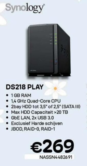 CompuDeals Synology DS218 Play aanbieding
