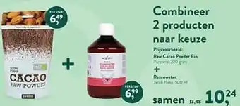 Raw cacao poeder bio purasana 200g + rozenwater jacob hooy 500ml