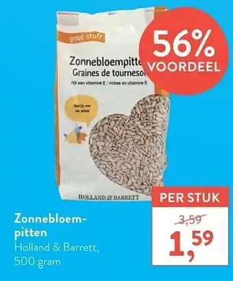 Holland & Barrett Zonnebloempitten holland + barrett 500 g aanbieding