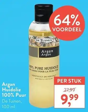 Holland & Barrett Argan huidolie 100% puur de tuinen 100ml aanbieding