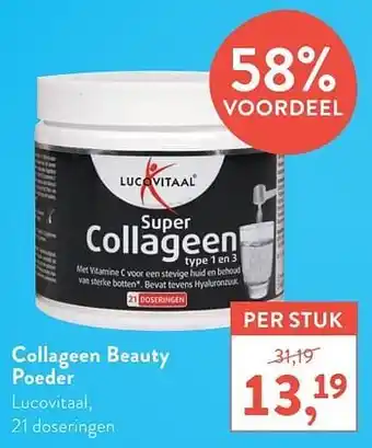 Holland & Barrett Collageen beauty poeder lucovitaal 21 doseringen aanbieding