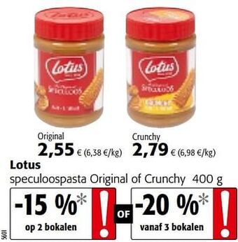 Colruyt Lotus speculoospasta original of crunchy aanbieding