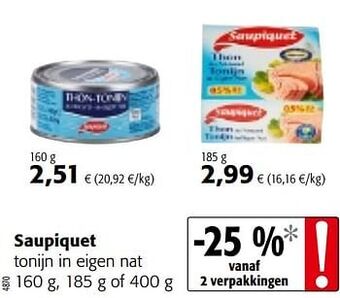 Colruyt Saupiquet tonijn in eigen nat aanbieding