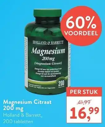 Holland & Barrett Magnesium citraat 200mg holland + barrett aanbieding