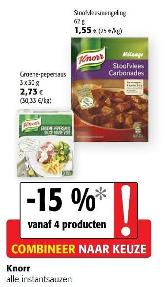 Colruyt Knorr alle instantsauzen aanbieding