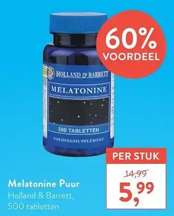 Melatonine puur holland + barrett 500 tabletten