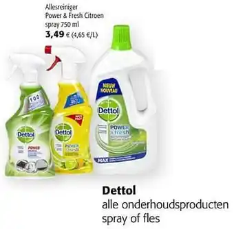 Colruyt Dettol allesreiniger power + fresh citroen spray aanbieding