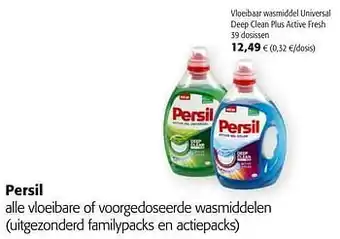 Colruyt Persil vloeibaar wasmiddel universal deep clean plus active fresh aanbieding