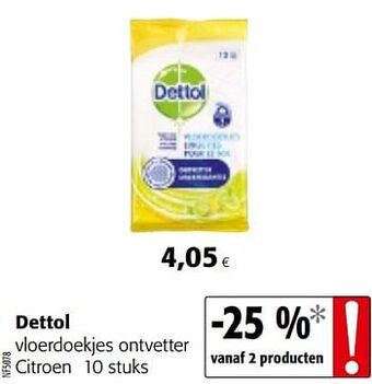 Colruyt Dettol vloerdoekjes ontvetter citroen aanbieding
