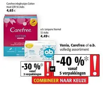Colruyt Carefree inlegkruisjes cotton aanbieding