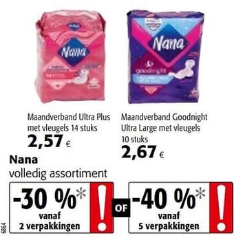 Colruyt Nana volledig assortiment aanbieding