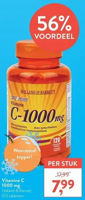 Holland & Barrett Vitamine c 1000mg holland + barrett 120 tabletten aanbieding