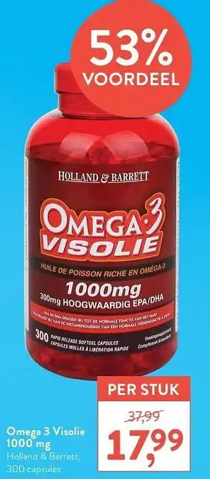 Holland & Barrett Omega 3 visolie 1000 mg holland + barrett 300 capsules aanbieding
