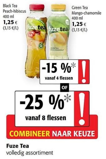 Colruyt Fuze tea volledig assortiment aanbieding