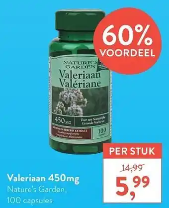 Holland & Barrett Valeriaan 450mg nature`s garden 100 capsules aanbieding